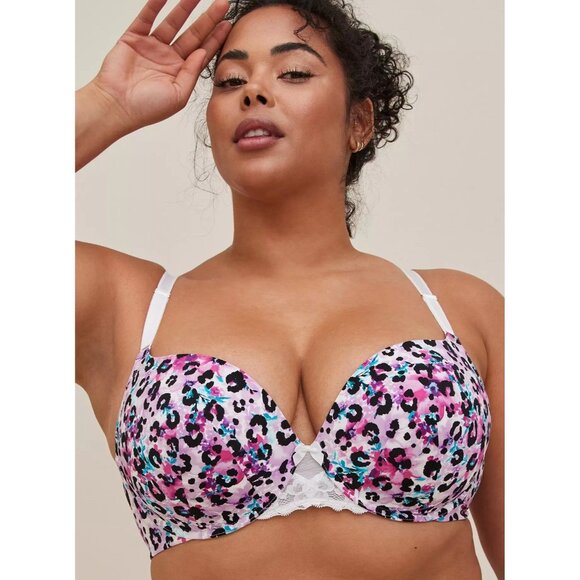 Torrid 44D Bra Perfect T-shirt Push Up Padded Underwire Floral Animal Print - Picture 1 of 8